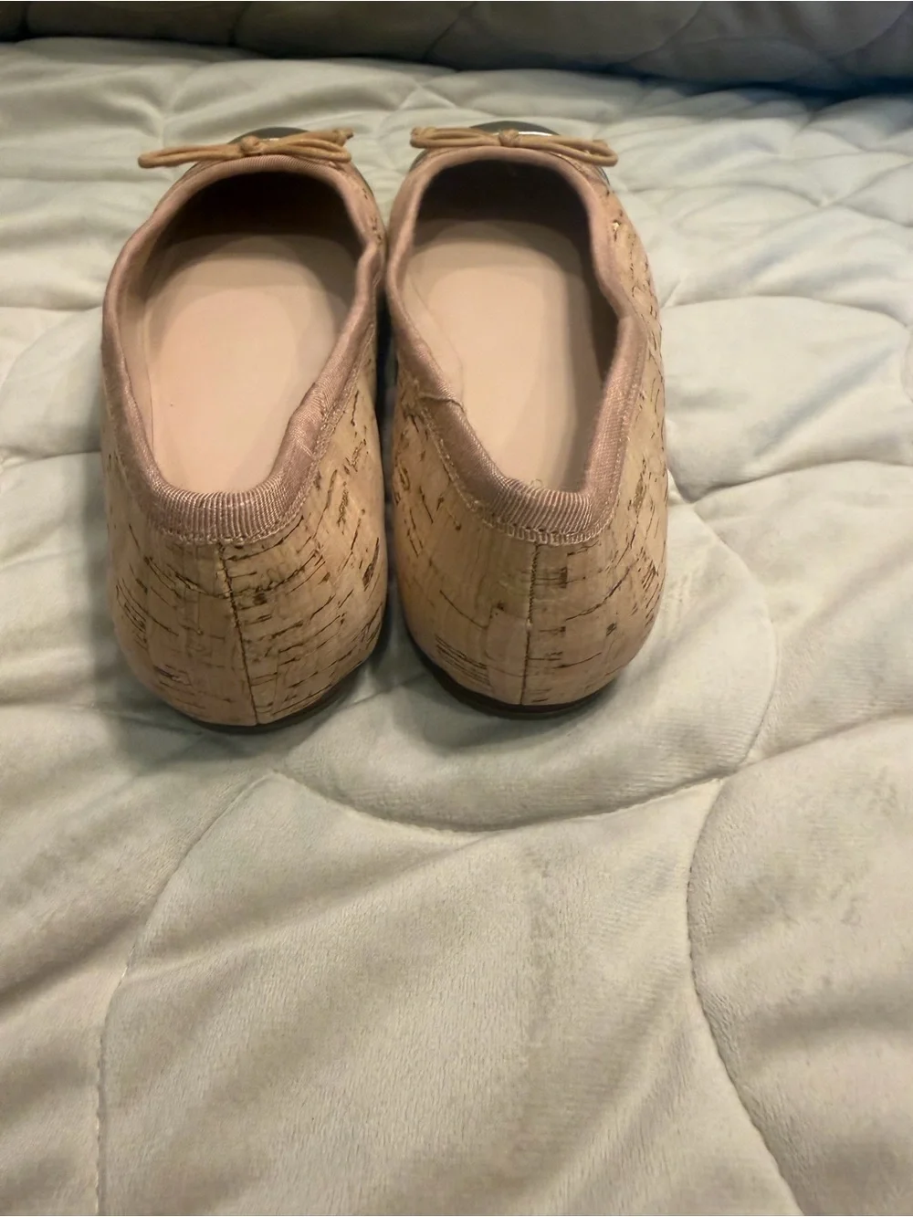Talbots Cork Ballet Flats with Silver Toe and Pink Trim 9.5